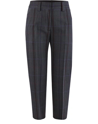 Shop Acne Studios Suit Trousers In Grey/purple