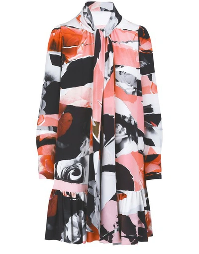 Shop Alexander Mcqueen Silk Dress In 5010 - Pink Ivory Black