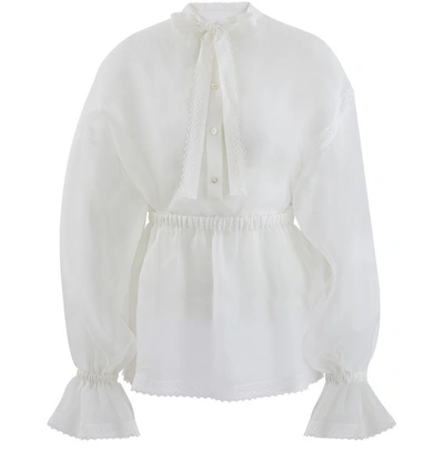 Shop Dolce & Gabbana Transparent Silk Blouse In White