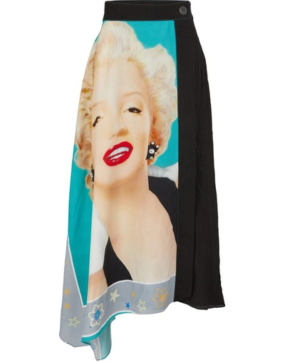 Shop Loewe Marilyn Asymmetric Skirt In Turquoise/black