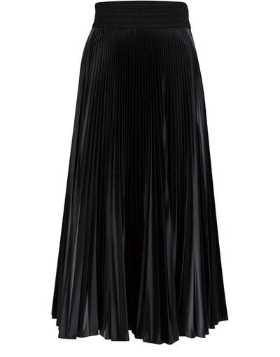 Shop Fendi Pleated Long Skirt In Black