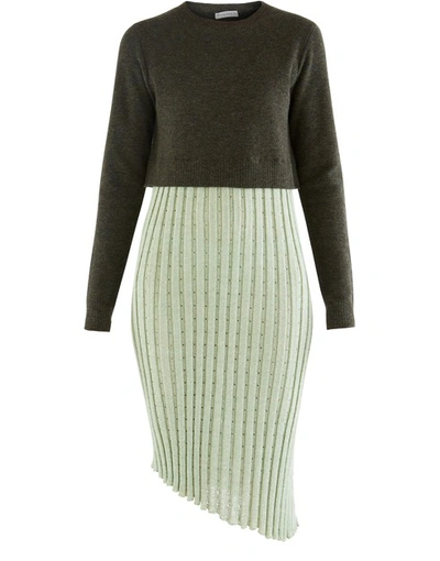 Shop Jw Anderson Two Material Dress In Pistachio
