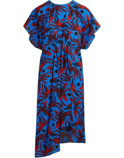 Shop Kenzo Floral Print Dress In Cobalt