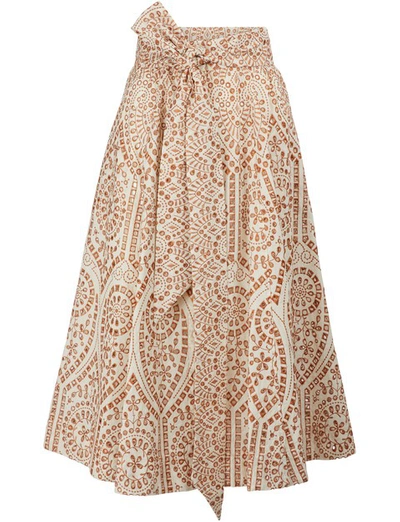 Shop Lisa Marie Fernandez Cotton Midi Skirt In Terracotta Eyelet2019res102 Te