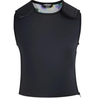 Shop Calvin Klein 205w39nyc Technical Fabric Top In Black Treillis