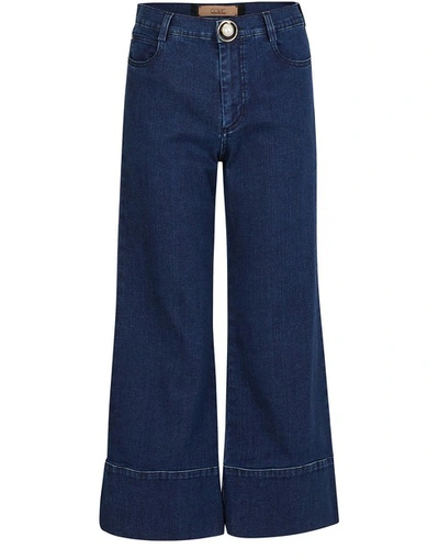 Shop Coliac Flared 7/8 Jeans In Blue Denim Stone Wash