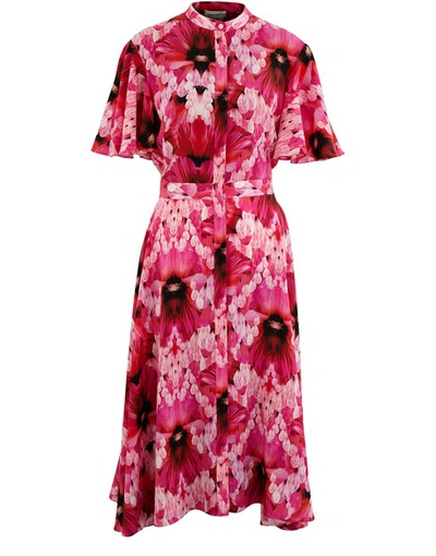 Shop Alexander Mcqueen Silk Dress In Orchid Pink