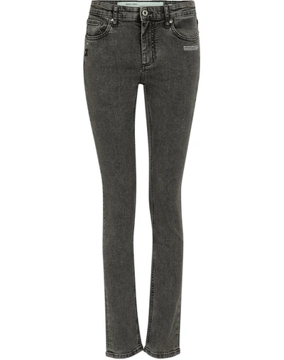 Shop Off-white Stretch Skinny Jeans In Dark Grey