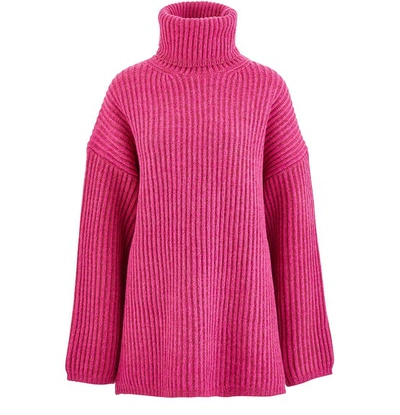 Shop Acne Studios Disa Oversize Turtleneck Sweatshirt In Magenta Pink