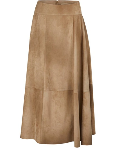 Shop Bottega Veneta Midi Skirt In Camel