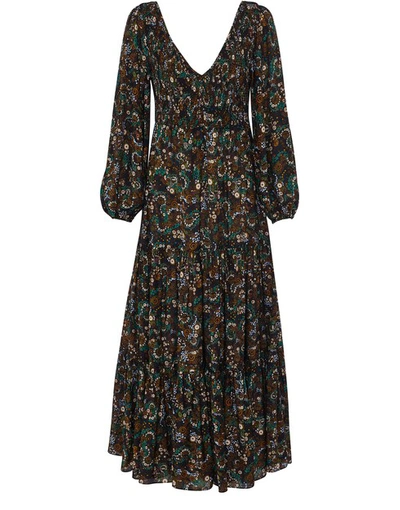 Shop Rixo London Long Brooke Dress In Klimt Wave Stripe