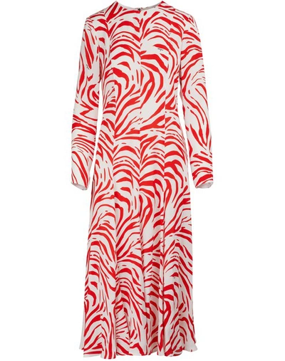 Shop Msgm Zebra-printed Dress In Red