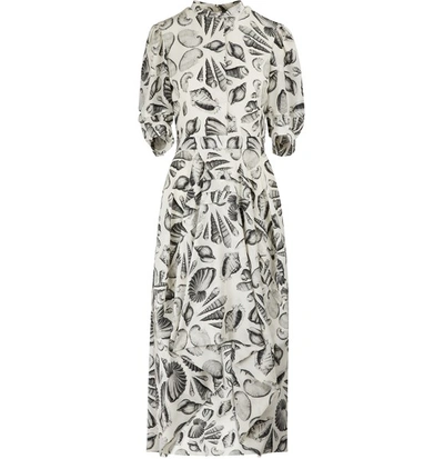 Shop Alexander Mcqueen Silk Dress In 9063 - Ivory Black