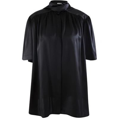 Shop Balenciaga Short-sleeved Silk Shirt In Black