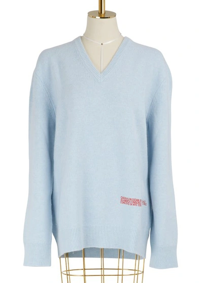 Shop Calvin Klein 205w39nyc Oversized V-neck Sweater In Light Blue