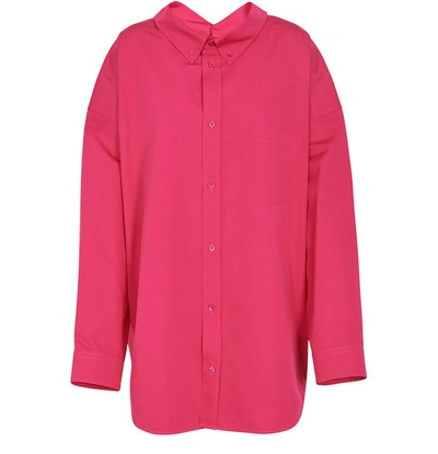 Shop Balenciaga Swing Long Sleeves Cotton Shirt In Strawberry