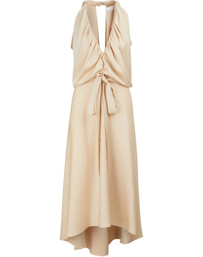 Shop Chloé Satin Midi Dress In Macadamia Brown