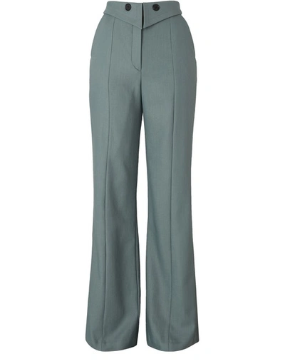 Shop Palmer Harding Fused Trousers In Olive Wool Twill