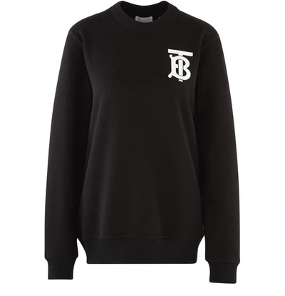 Shop Burberry Monogram Motif Cotton Sweatshirt In Black