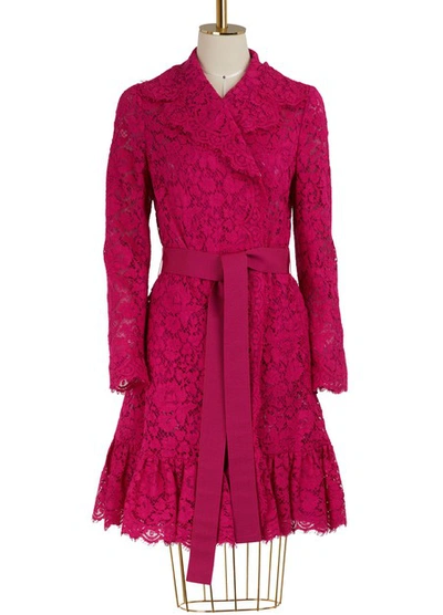 Shop Dolce & Gabbana Lace Trench Coat In Fucsia