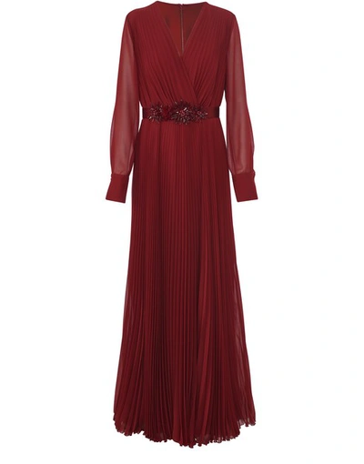 Shop Max Mara Georgette Long Dress In Red