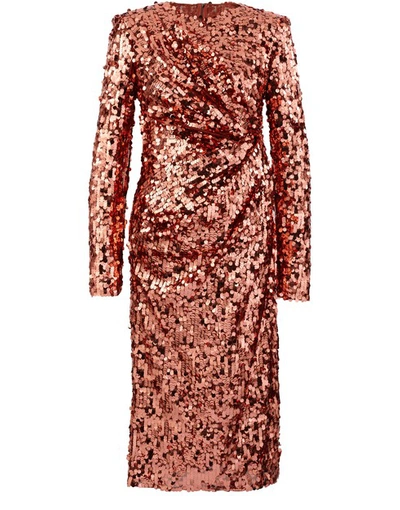 Shop Dolce & Gabbana Sequinned Dress In Rame