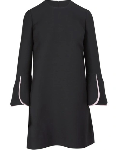 Shop Valentino Long-sleeved Short Dress In Nero/rose