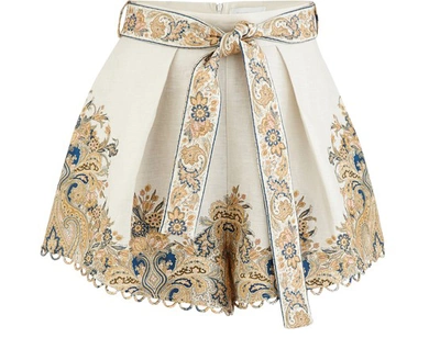 Shop Zimmermann Freja Shorts In Ivory Fleur Paisley