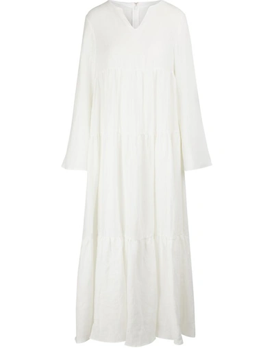 Shop Mansur Gavriel Long Linen Dress In White