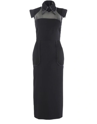 Shop Fendi Gabardine Dress In Black