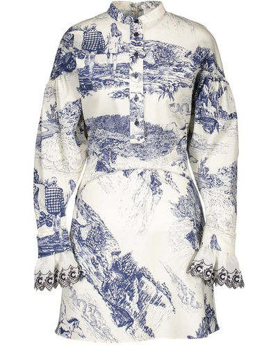 Shop Chloé Printed Tunic In White - Blue 1