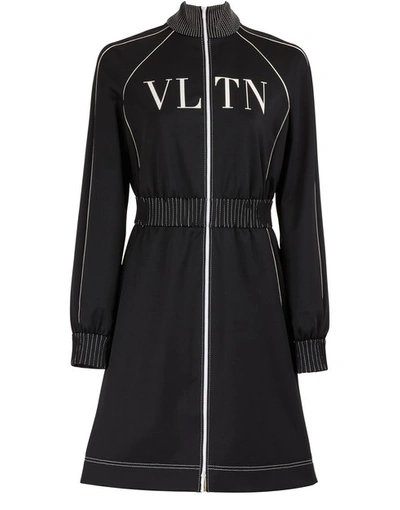 Shop Valentino Long-sleeved Dress In Black