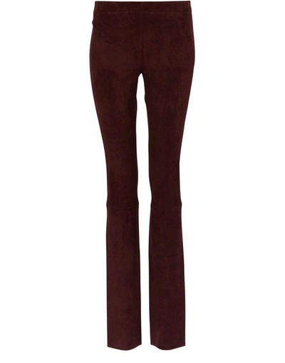 Shop Stouls Jo Suede Leather Leggings In Burgundy