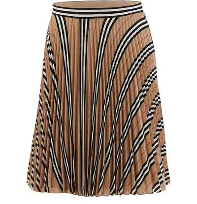 Shop Burberry Rersby Pleated Skirt In Archive Beige Ip S