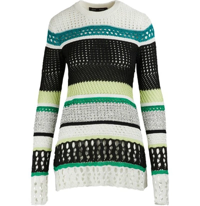 Shop Proenza Schouler Silk-blend Sweater In 12223 Black White Green