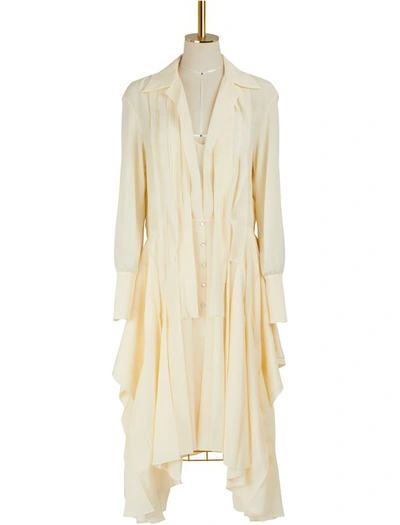 Shop Chloé Silk Shirt Dress In Buttercream
