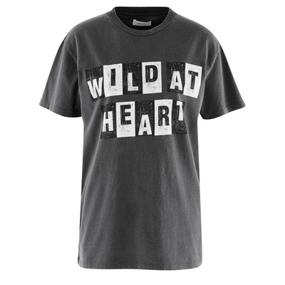 Shop Anine Bing Vintage Wild Heart T-shirt In Washed Black