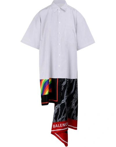 Shop Balenciaga Scarf Shirt Dress In 9040