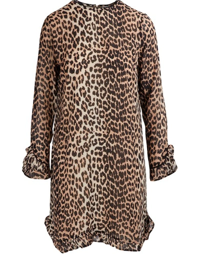 Shop Ganni Mullin Short Dress In Leopard