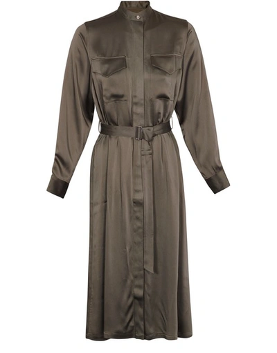 Shop Officine Generale Bonnie Dress In Olive Night