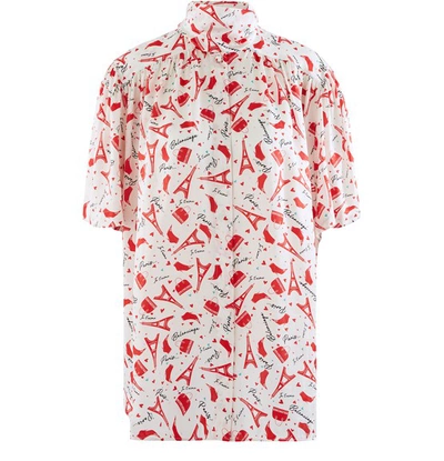 Shop Balenciaga Paris Je T'aime Short-sleeved Shirt In Cream Red