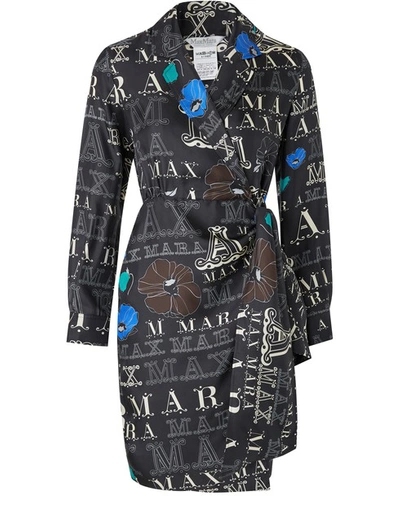 Shop Max Mara Zac Silk Dress In Dark Grey