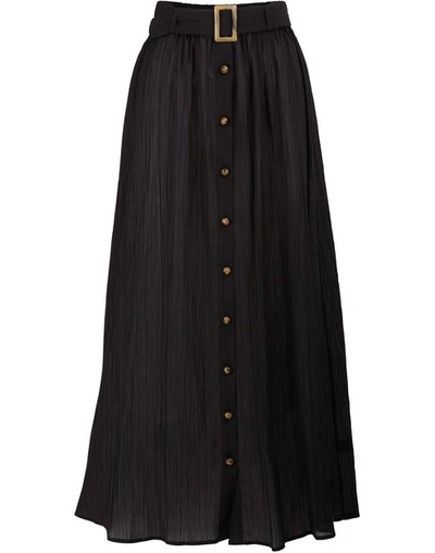 Shop Lisa Marie Fernandez Belted Maxi Skirt In Black Crinkle2019res258 Bc