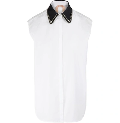 Shop N°21 Shirt With Jewelled Collar In White
