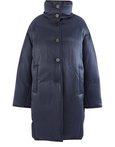 Shop Acne Studios Sating Orelle Winter Jacket In Navy Blue