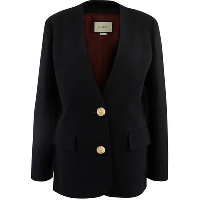 Shop Gucci Crêpe Blazer In Navy