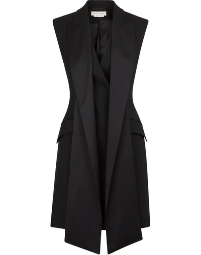 Shop Alexander Mcqueen Silk And Wool Dress In 1000 - Black