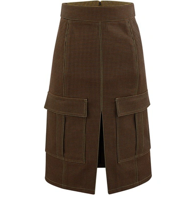 Shop Chloé Blended Wool Skirt In Brown - Green 1