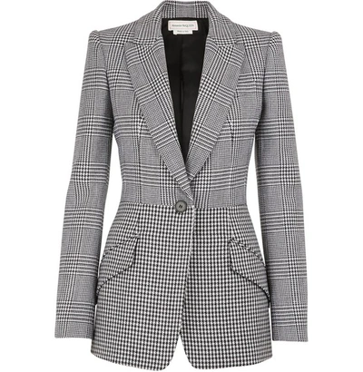 Shop Alexander Mcqueen Wool Blazer In 1080 - Black/ivory