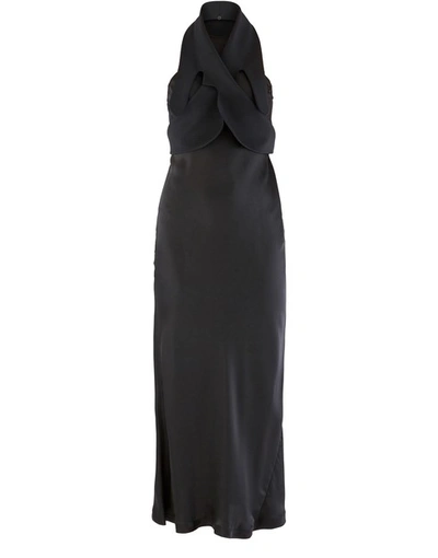 Shop Loewe Long Satin Dress In Black